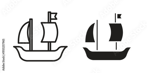 Caravel icon. Simple outline style concept. Thin line vector illustration.