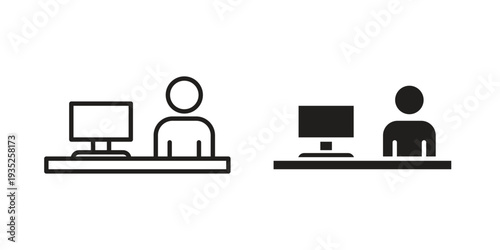 Cashier icon. Simple outline style concept. Thin line vector illustration.