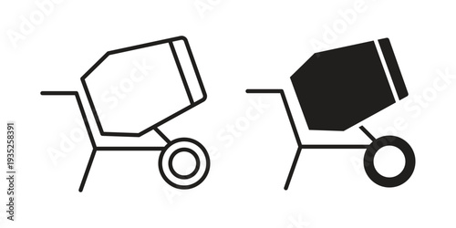 Cement mixer icon. Simple outline style concept. Thin line vector illustration.
