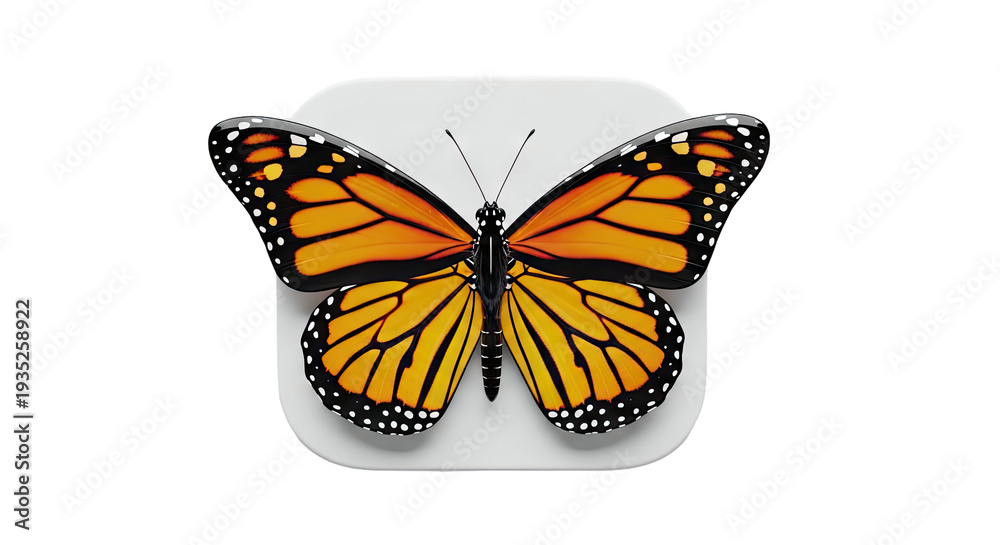 Fototapeta premium Monarch Butterfly on White Square