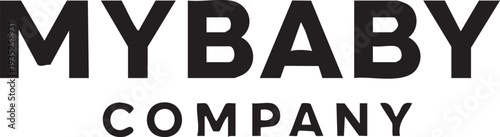 Black text Mybaby Company on white background text black text company name brand name