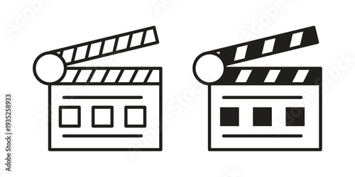 Cinema flapper icon. Simple outline style concept. Thin line vector illustration.
