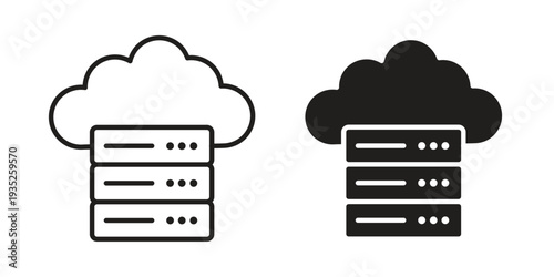 Cloud server icon. Simple outline style concept. Thin line vector illustration.