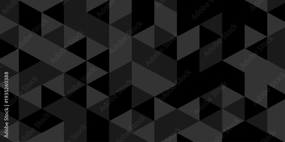 Fototapeta premium Vector black and gray overlapping polygon square texture. Seamless geometric pattern triangle shapes low polygon backdrop background. Abstract line poly background.