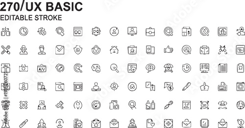 Collection of 270 black line for user experience and interface line user experience interface black and white