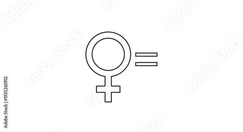 Female gender symbol with an equals sign representing gender equality and women's rights on an isolated white background.