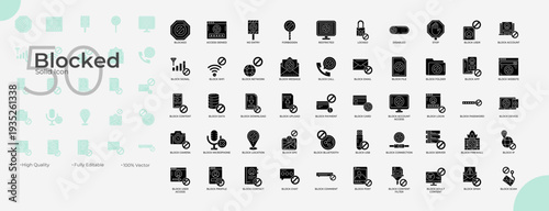 Blocked Solid Editable Icons set