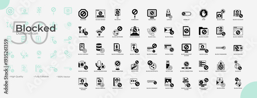 Blocked Duotone Editable Icons set