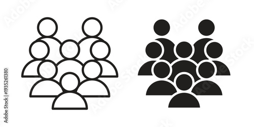 Crowd icon. Simple outline style concept. Thin line vector illustration.