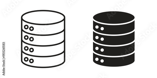 Cylinder database icon. Simple outline style concept. Thin line vector illustration.