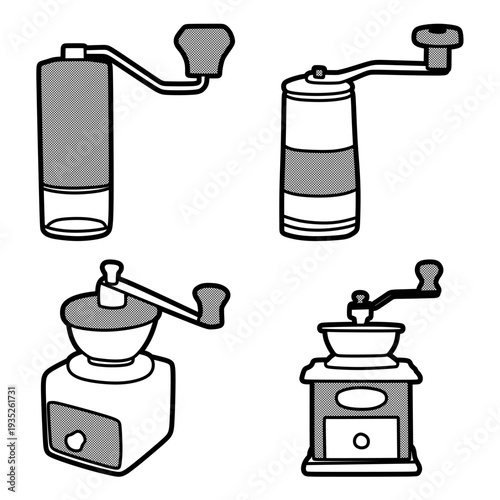 four vector coffee grinders, lines can be changed