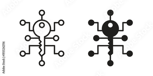 Digital key icon. Simple outline style concept. Thin line vector illustration.