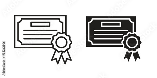 Diploma icon. Simple outline style concept. Thin line vector illustration.