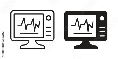 EKG monitor icon. Simple outline style concept. Thin line vector illustration.