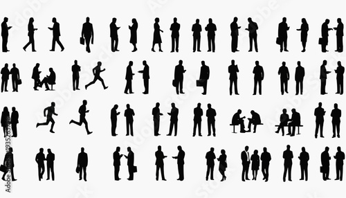 business people silhouettes Black Silhouettes of People in Business and Lifestyle Poses – Vector Activity Icons