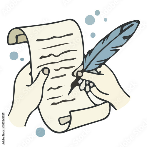 Writing on Old Scroll with Quill