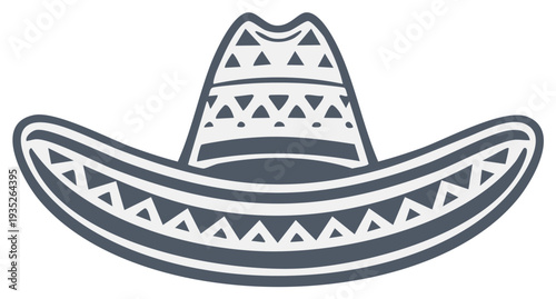 Traditional Mexican Hat Vector Graphic with Geometric Patterns for Festival Celebrations