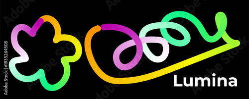 Vibrant lumina logo design featuring colorful swirling shapes and a gradient effect in a modern vector graphic illustration for branding and marketing purposes with a clean aesthetic