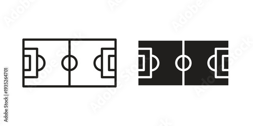 Football field icon. Simple outline style concept. Thin line vector illustration.