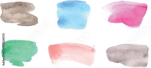 Watercolor Paint Swatch Set On White Background. Concept of Hand Painted Color Palette Collection, Branding Mood board Elements, Social Media Highlight Covers, And Creative Design Asset Pack