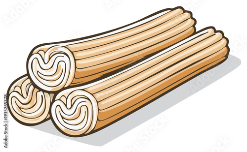 Stack of Traditional Fried Churros Pastry Illustration Delicious Treat Food Design