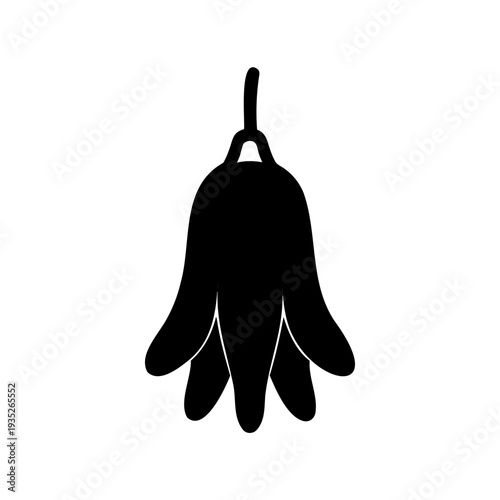 Silhouette illustration of a bellflower type blossom with white background design
