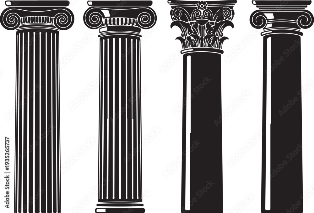 Obraz premium Ancient Columns Icon Set. Vector