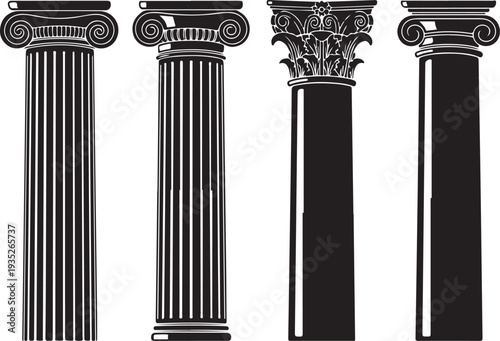 Ancient Columns Icon Set. Vector