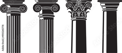 Ancient Columns Icon Set. Vector