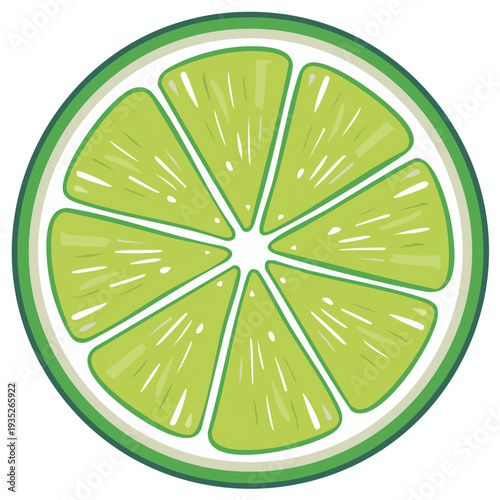 Vibrant Green Lime Slice with Detailed Texture and Juice Segments