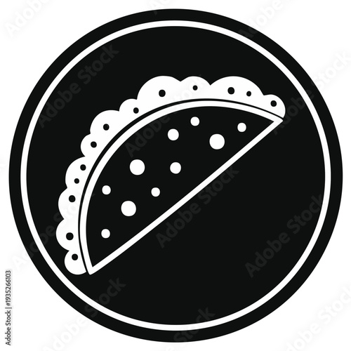 Stylized Icon of a Savory Empanada or Pastry in a Black Circle