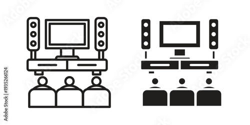 Home cinema icon. Simple outline style concept. Thin line vector illustration.