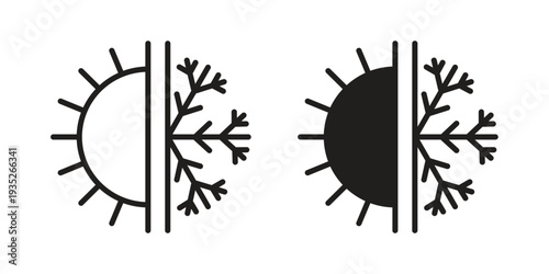 Hot and cold icon. Simple outline style concept. Thin line vector illustration.