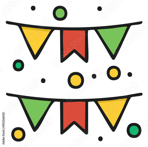 Festive Bunting Decoration with Circles Party Celebration Colorful Garland Hanging Pennants