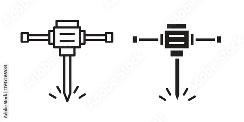 Hydraulic breaker icon. Simple outline style concept. Thin line vector illustration.
