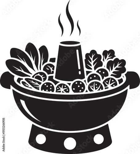 Asian hotpot, hot pot or steamboat flat icon for food apps and websites