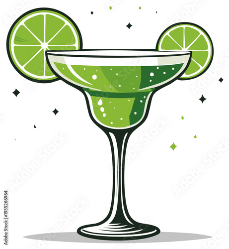 Refreshing Green Cocktail with Lime Slices