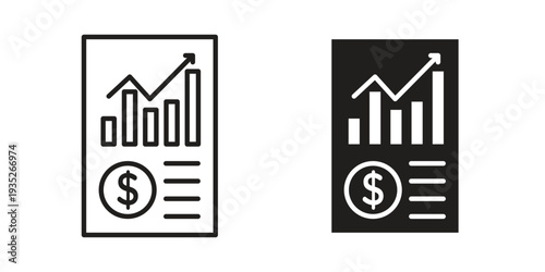 Income statement icon. Simple outline style concept. Thin line vector illustration.