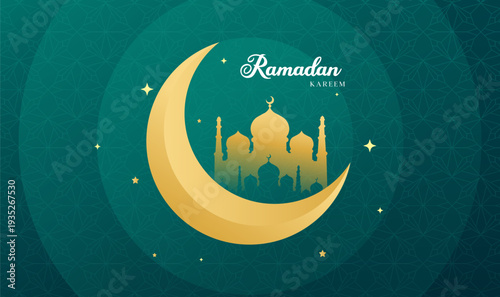 Ramadan Kareem Islamic Banner Mosque Silhouette Pattern