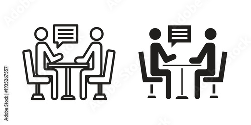 Job interview icon. Simple outline style concept. Thin line vector illustration.