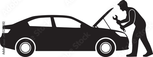 Auto mechanic car service repair and maintenance work icons set isolated vector illustration