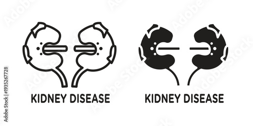 Kidney disease icon. Simple outline style concept. Thin line vector illustration.