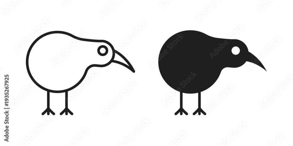 Fototapeta premium Kiwi bird icon. Simple outline style concept. Thin line vector illustration.