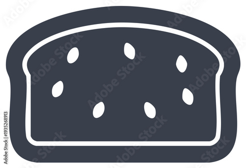 Simple bread slice illustration with seeds for design or food concepts