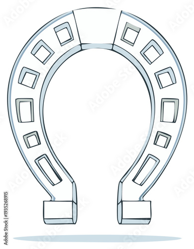 Stylized Metallic Horseshoe Illustration, Symbol of Luck and Good Fortune, Isolated Object