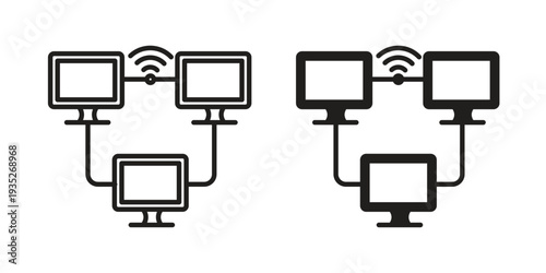 Local network icon. Simple outline style concept. Thin line vector illustration.