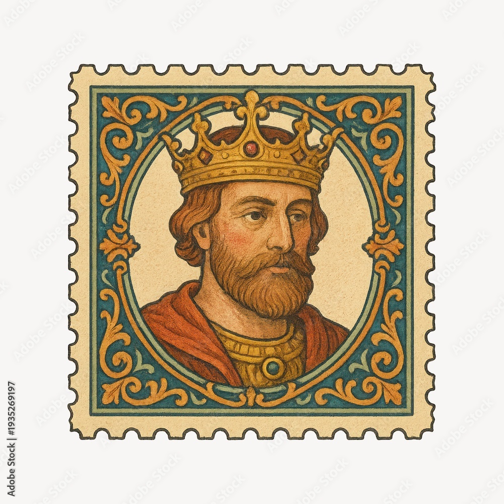 Obraz premium Vintage regal postage stamp illustration.