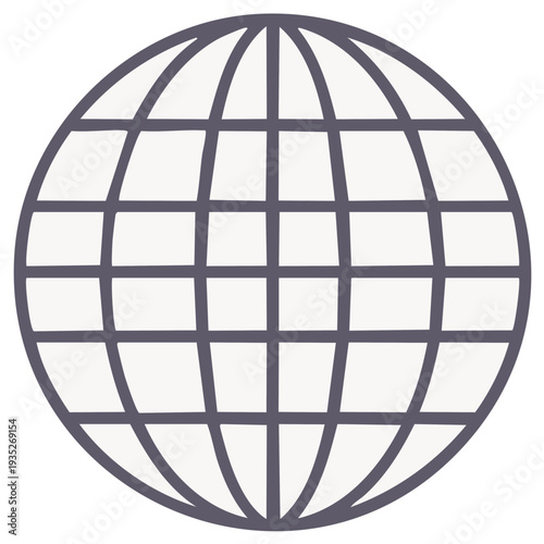 Stylized Globe Grid Icon Representing Global Connection Internet Communication and World Travel