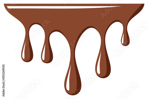 Vector illustration of sweet brown chocolate sauce melting and dripping