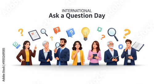 International Ask a Question Day Curiosity and Learning Vector Illustration